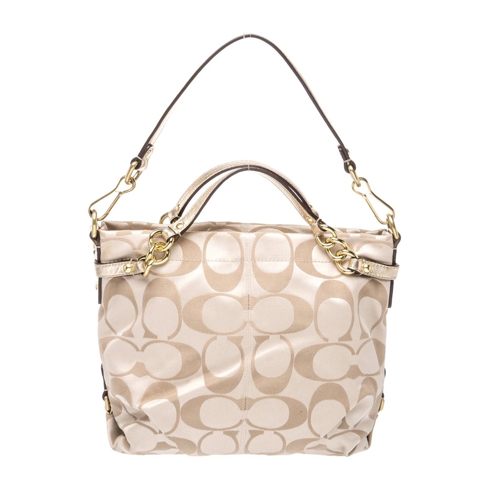 Coach Brooke Signature Sateen Hobo Bag Cream Silver Y2K Style
